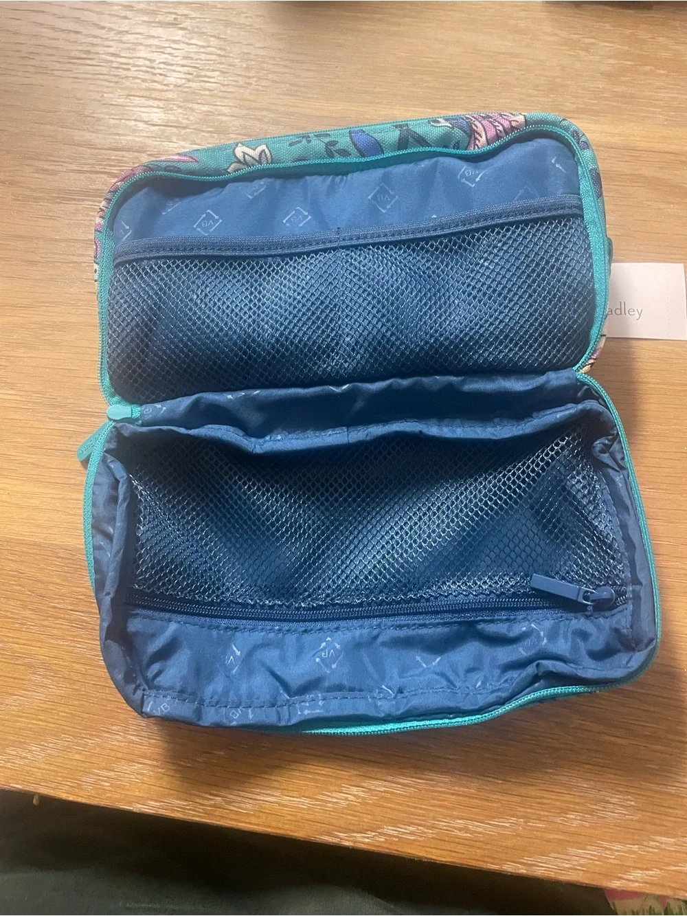 Vera Bradley Teal Floral Zip Cosmetic Case